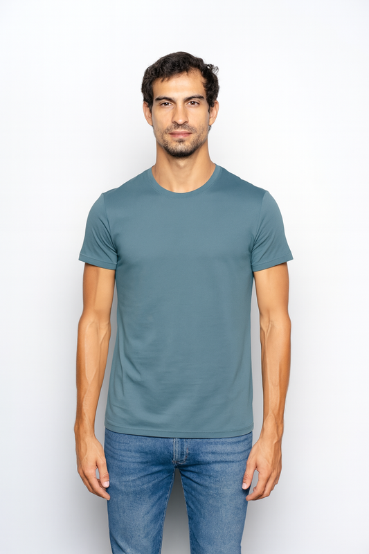T-Shirt Pima Azul Royal Gola Careca Importada