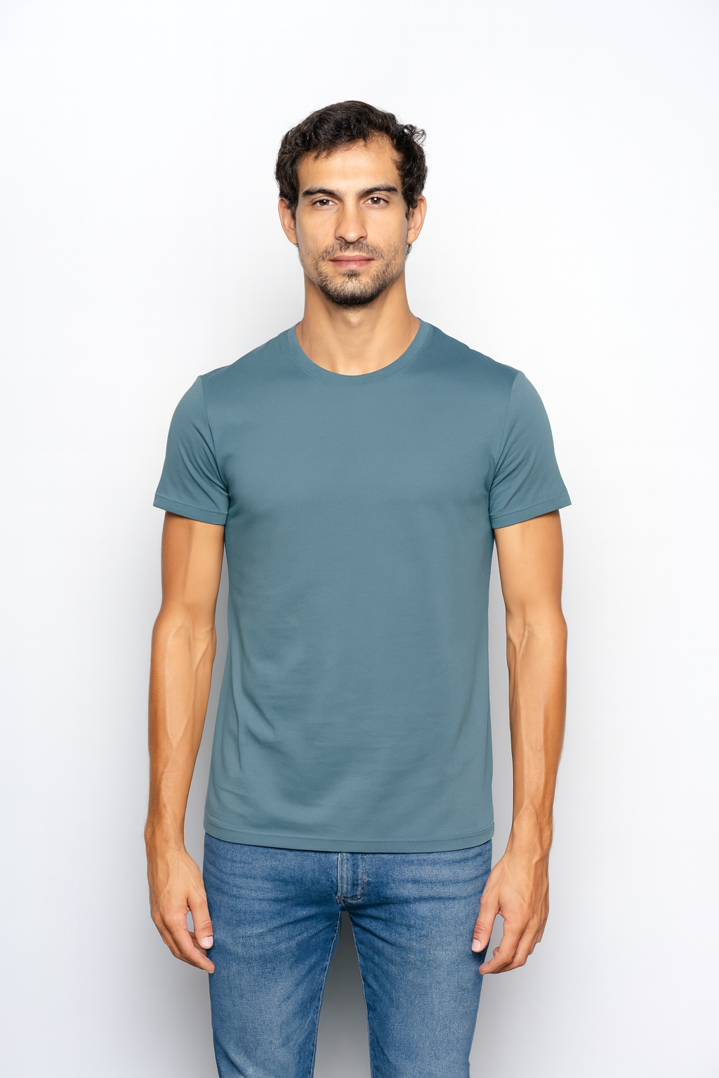 T-Shirt Pima Azul Royal Gola Careca Importada