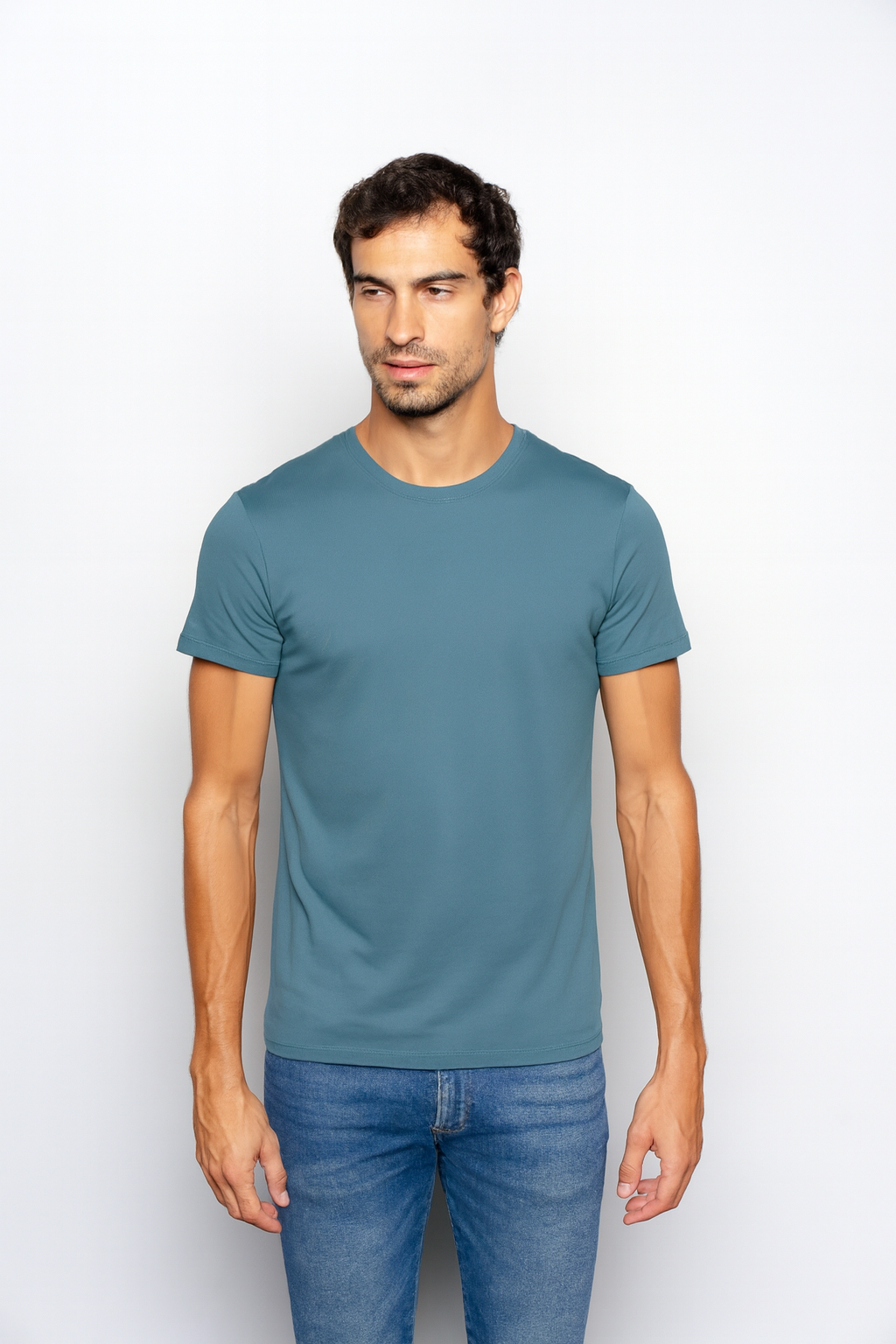 T-Shirt Pima Azul Royal Gola Careca Importada