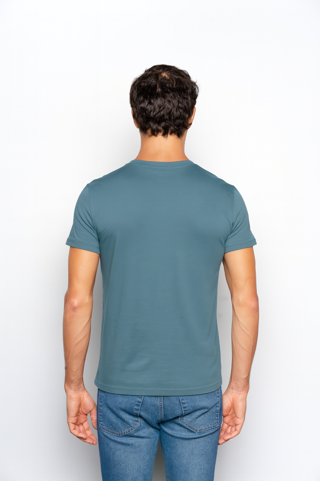 T-Shirt Pima Azul Royal Gola Careca Importada