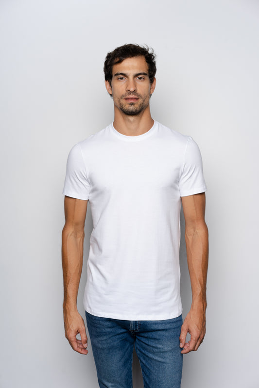 CAMISETA SLIM FIT SEM LOGO BRANCA - GOLA O