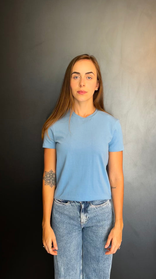 CAMISETA GELLERT FEMININA AZUL DENIM - GOLA O