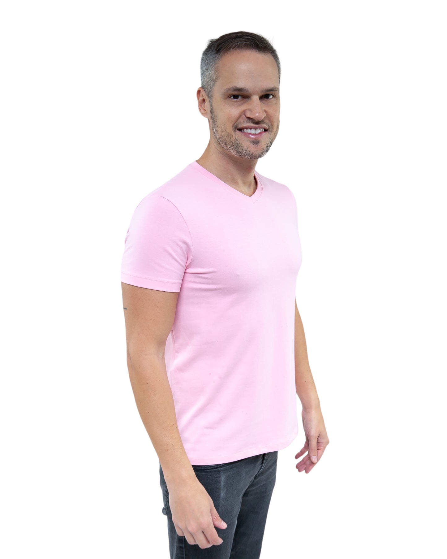 CAMISETA SLIM FIT SEM LOGO ROSA - GOLA V