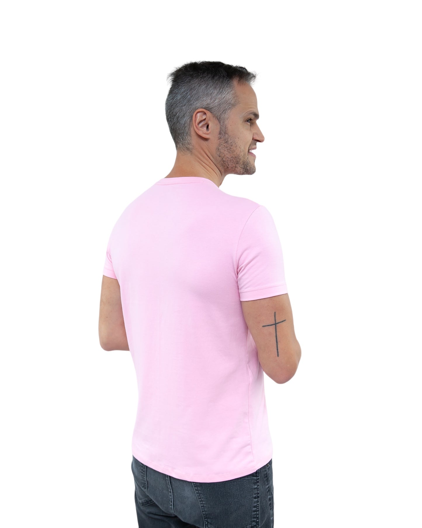 CAMISETA SLIM FIT SEM LOGO ROSA - GOLA V