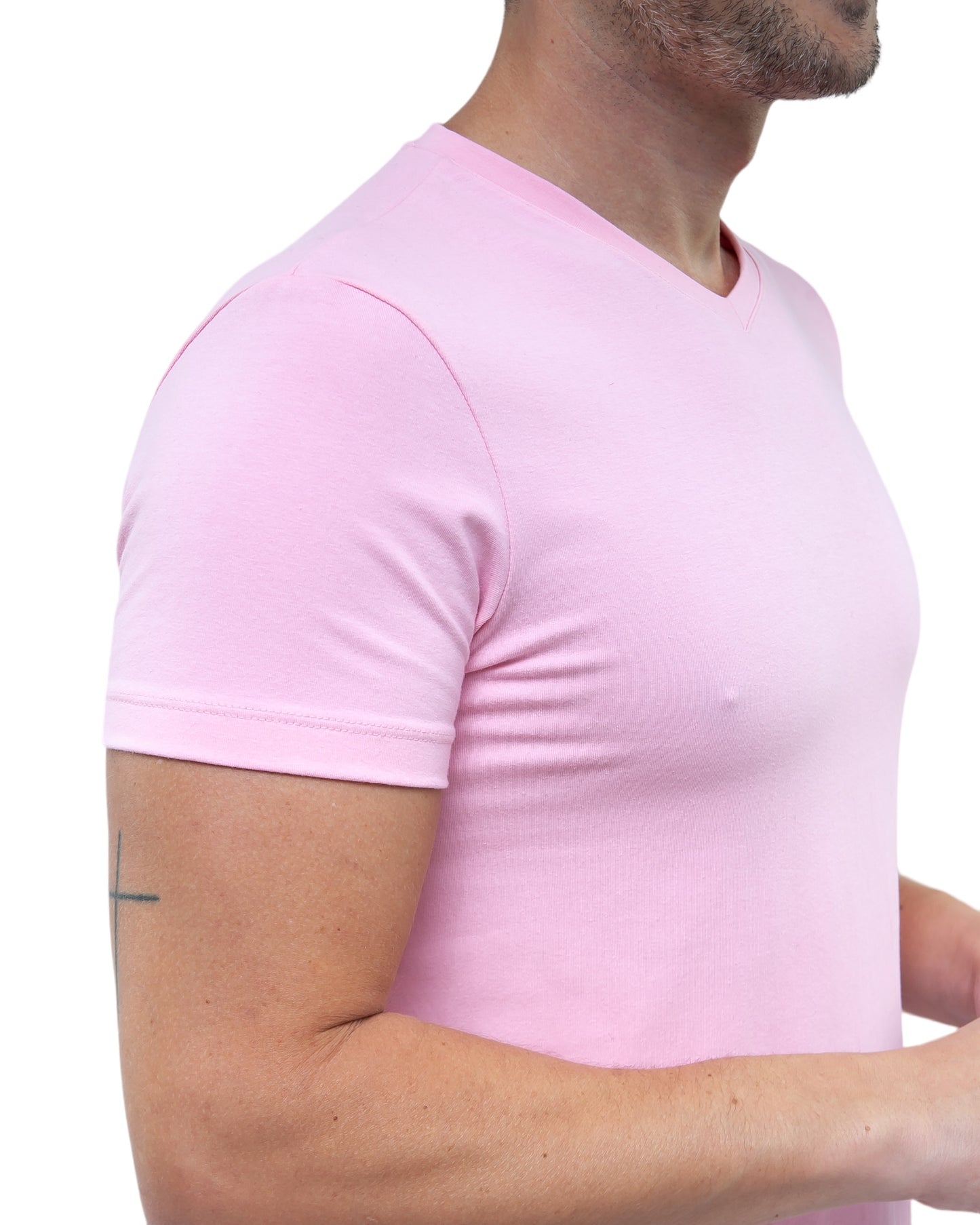 CAMISETA SLIM FIT SEM LOGO ROSA - GOLA V