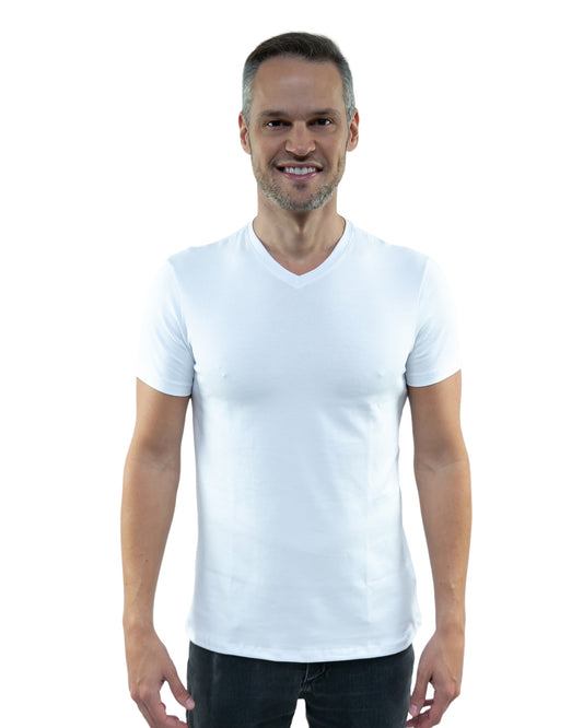 CAMISETA SLIM FIT SEM LOGO BRANCA - GOLA V